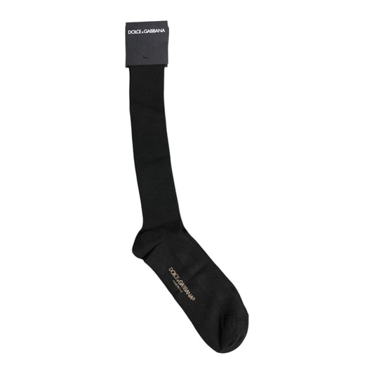 Dolce & Gabbana Black Viscose Logo Over The Calf Socks