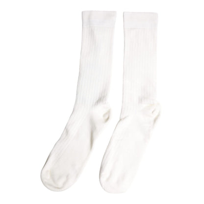 Dolce & Gabbana White Cotton Solid Mid Calf Men Socks