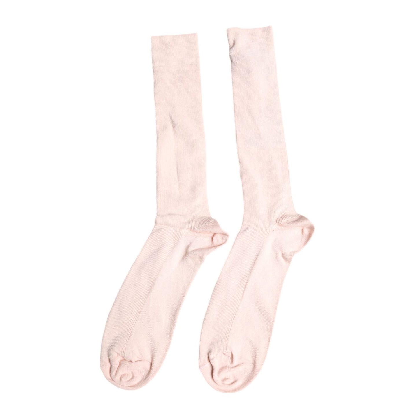 Dolce & Gabbana Ivory Cotton Stretch Logo Over Calf Socks