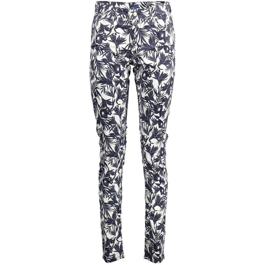 Gant Blue Cotton Women Slim Trouser Gant Dark Slate Gray
