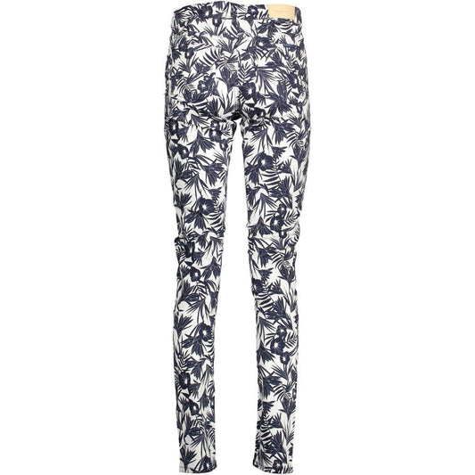 Gant Blue Cotton Women Slim Trouser Gant Dark Slate Gray