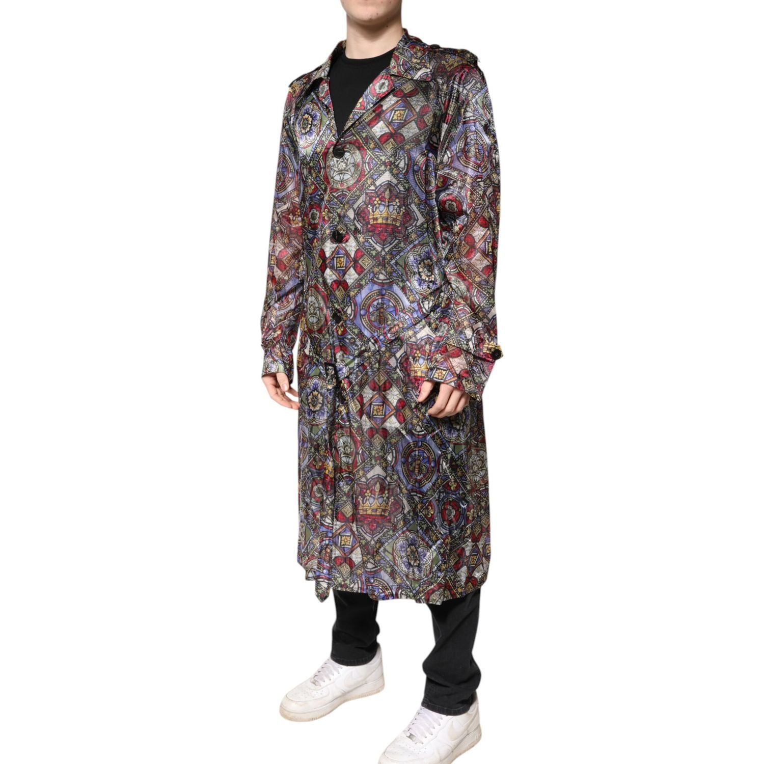 Dolce & Gabbana Multicolor Royal Bee Crown Trench Coat Jacket