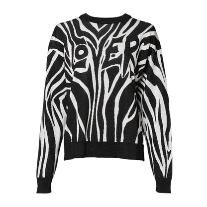 Dolce & Gabbana Black White Print Women Pullover Sweater