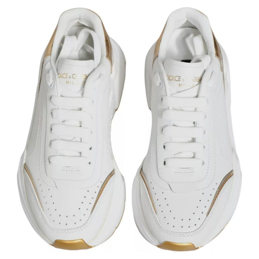Dolce & Gabbana White Gold Daymaster Low Top Sneakers Shoes