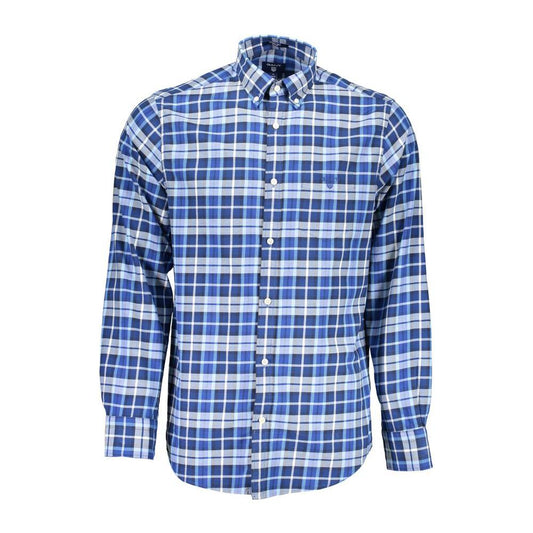 Gant Blue Cotton Men Shirt Gant Dark Slate Blue