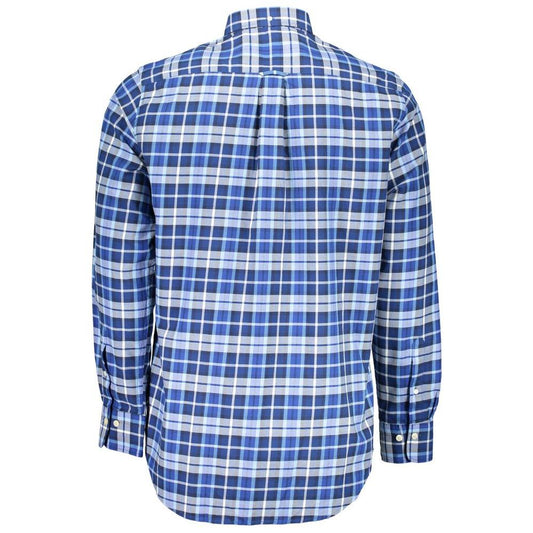 Gant Blue Cotton Men Shirt Gant Steel Blue