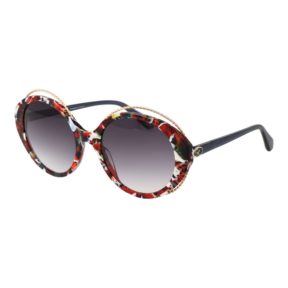 Christian Lacroix Multicolor Women Sunglass with full-rim acetate frame and grey mirrored gradient lenses; oval style provides 100% UVA UVB protection.