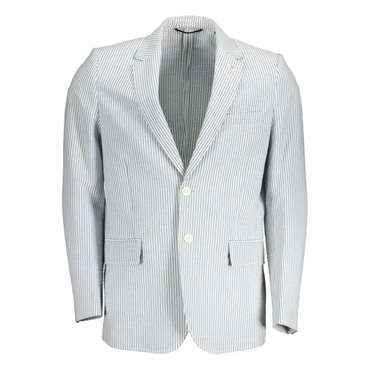 Gant White Cotton Men Jacket Gant Light Gray