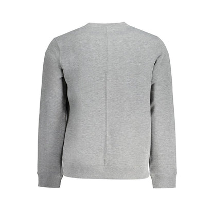 Back view of Calvin Klein Gray Polyester Men Sweater showcasing sleek design and soft texture.