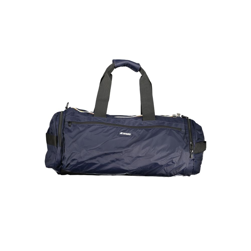 K-WAY Blue Polyamide Luggage And Travel bag with adjustable strap, three external pockets, and contrasting details.