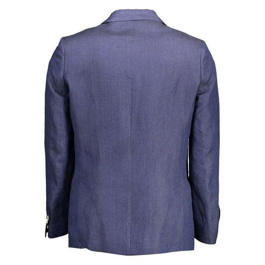 Gant Blue Linen Men Jacket Gant Dim Gray