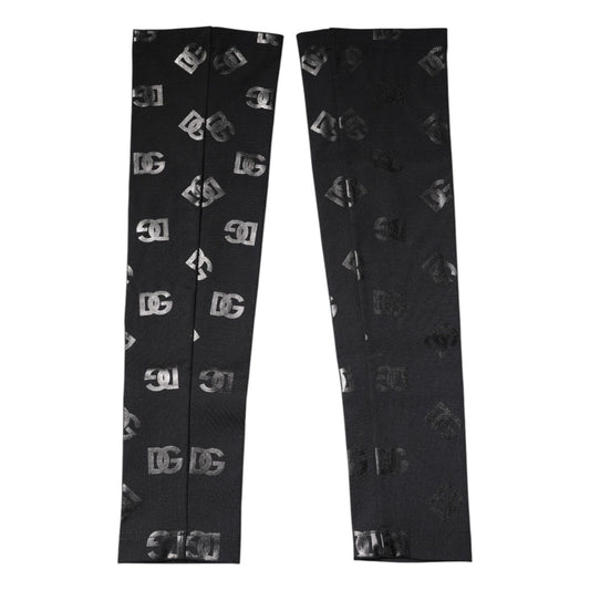 Dolce & Gabbana Black DG Logo Monogram Wool Stretch Arm Sleeves