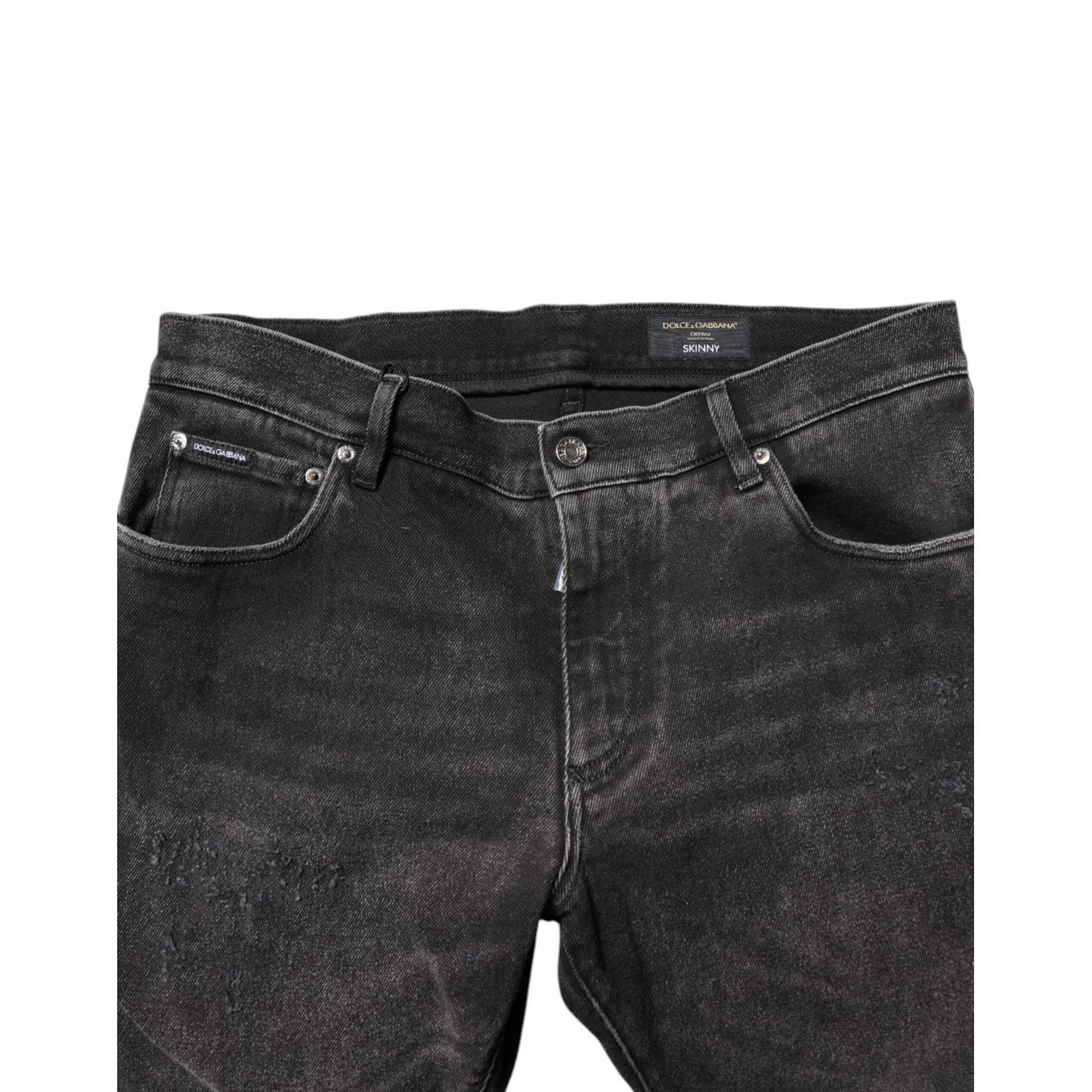 Dolce & Gabbana Gray Washed Cotton Skinny Denim Jeans