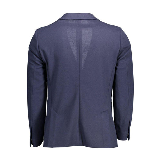 Gant Blue Polyester Men Jacket Gant Dark Slate Gray