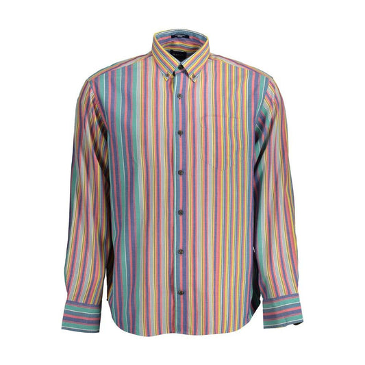 Gant Light Blue Cotton Men Shirt Gant Rosy Brown