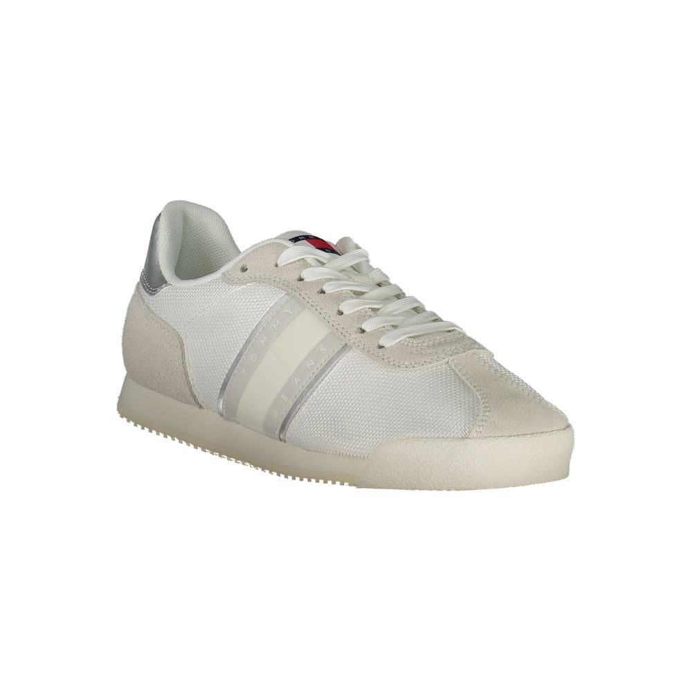 Tommy Hilfiger White Polyester Women Sneaker with recycled materials for eco-conscious style and comfort.