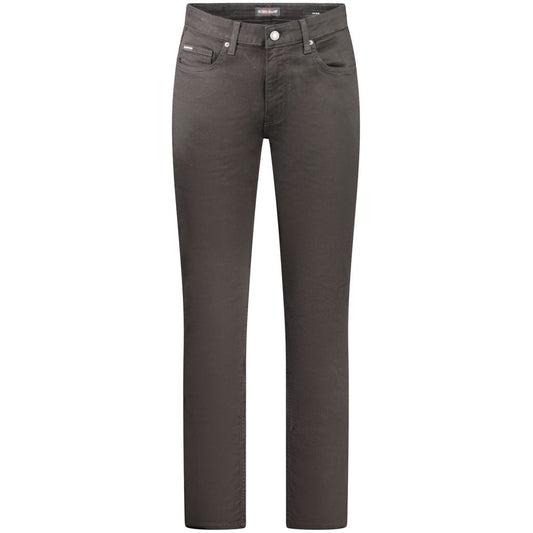 Guess Jeans Black Cotton Men Slim Jean Guess Jeans Dark Slate Gray