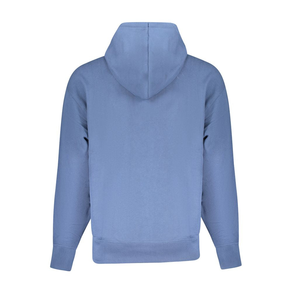Back view of Hugo Boss Blue Cotton Men Sweater, hooded design with sleek look, ideal for casual luxury and comfort.