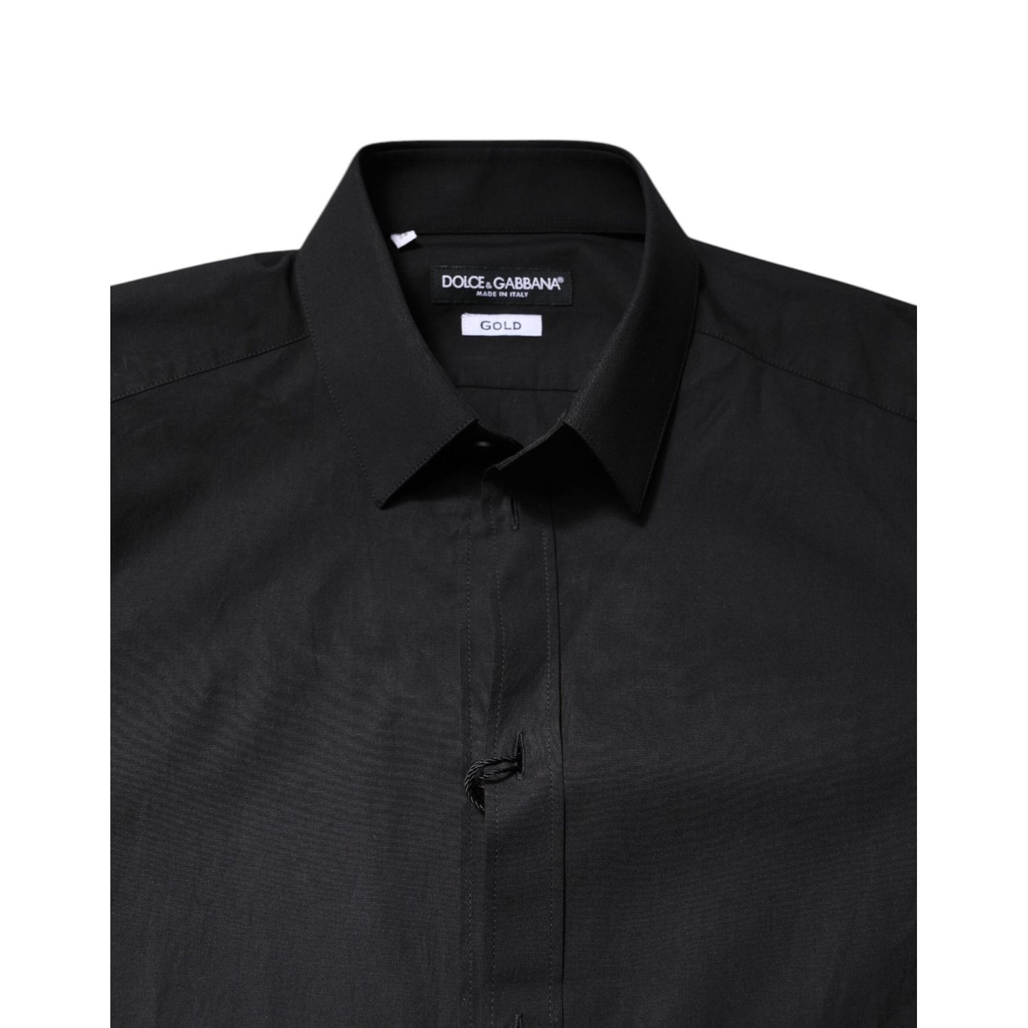 Dolce & Gabbana Black GOLD Cotton Dress Formal Shirt