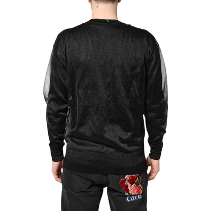 Dolce & Gabbana Black Logo Knitted Crewneck Pullover Sweater