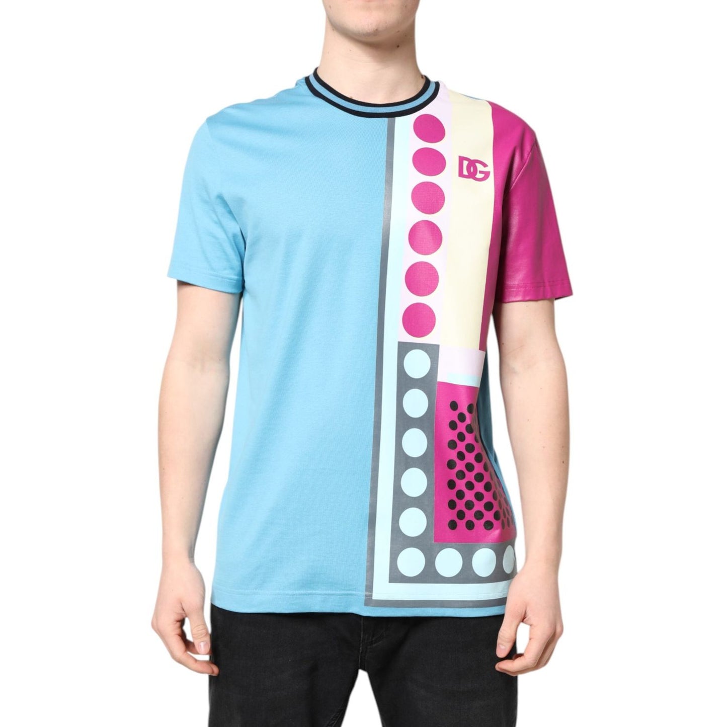 Dolce & Gabbana Multicolor Printed Logo Short Sleeve T-shirt