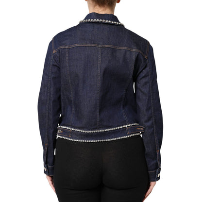 Dolce & Gabbana Blue Denim Cotton Crystal Embellished Jacket