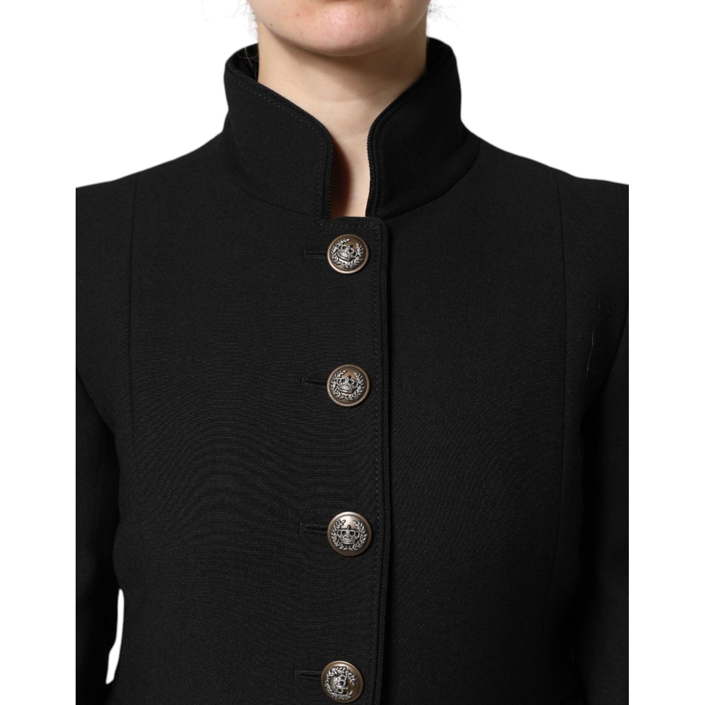 Dolce & Gabbana Black Wool Single Breasted Trench Coat Jacket