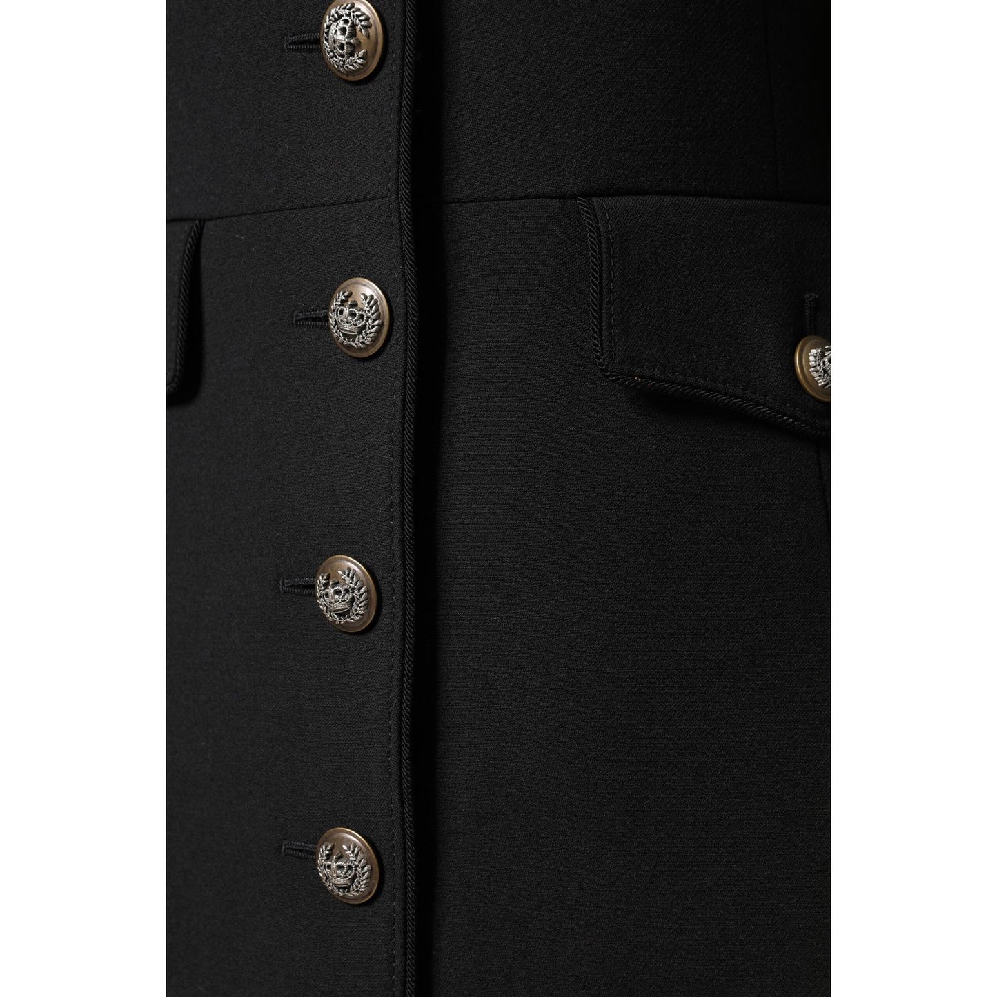 Dolce & Gabbana Black Wool Single Breasted Trench Coat Jacket