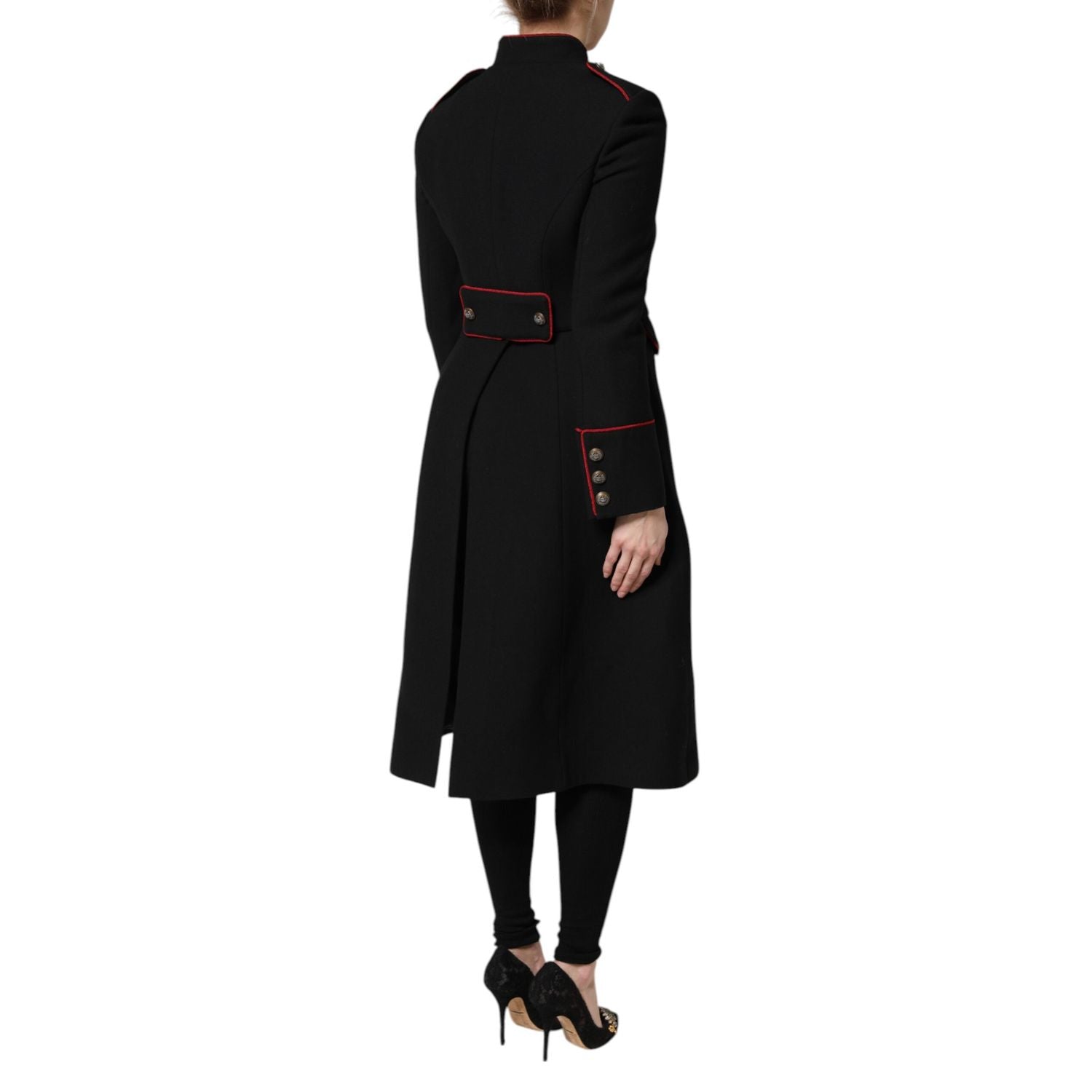 Dolce & Gabbana Black Wool Single Breasted Trench Coat Jacket