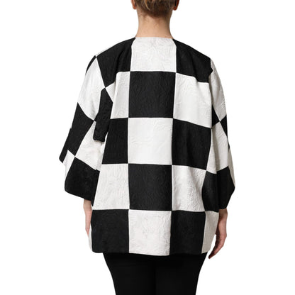 Dolce & Gabbana White Black Patchwork Jacquard Blazer Jacket