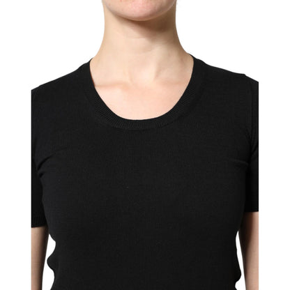Dolce & Gabbana Black Cotton Round Neck Short Sleeve T-shirt