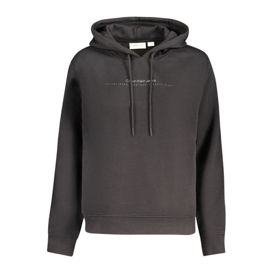 Calvin Klein black cotton women's sweater with logo print, combining comfort and contemporary fashion for a stylish casual look
