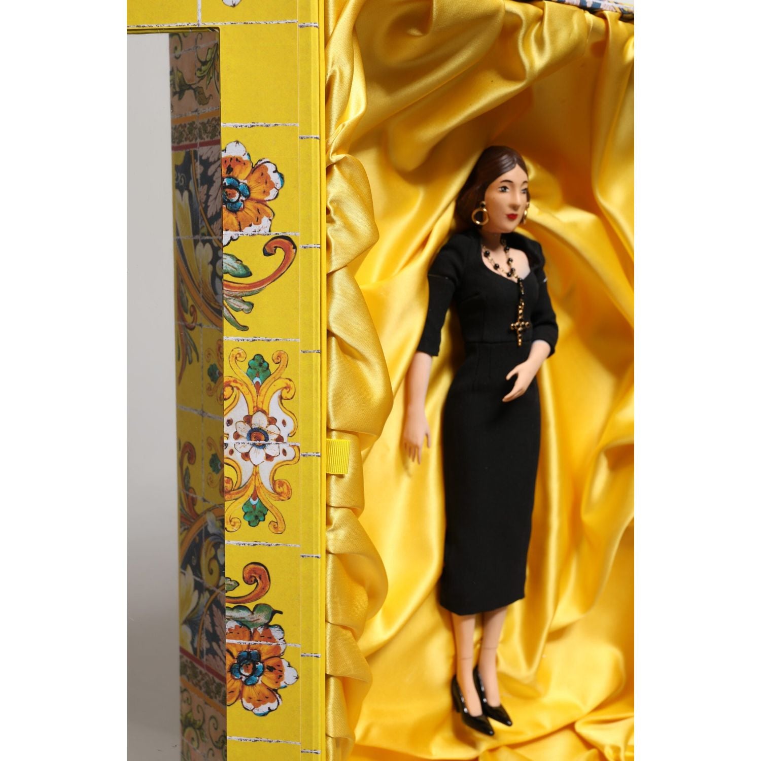 Dolce & Gabbana Black Dress Ceramic Porcelain Fashion Leather Sicily Dolls