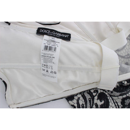 Dolce & Gabbana White Floral Lace Silk Corset Maxi Dress