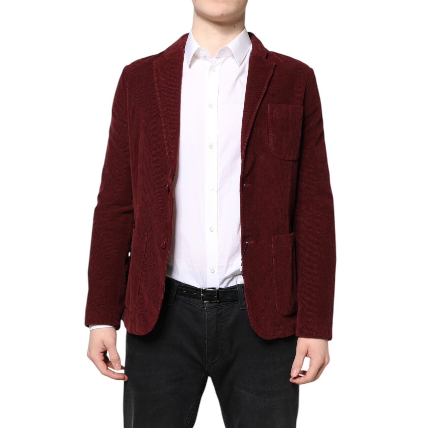 GF Ferre Maroon Corduroy Regular Fit Men Coat Blazer Jacket