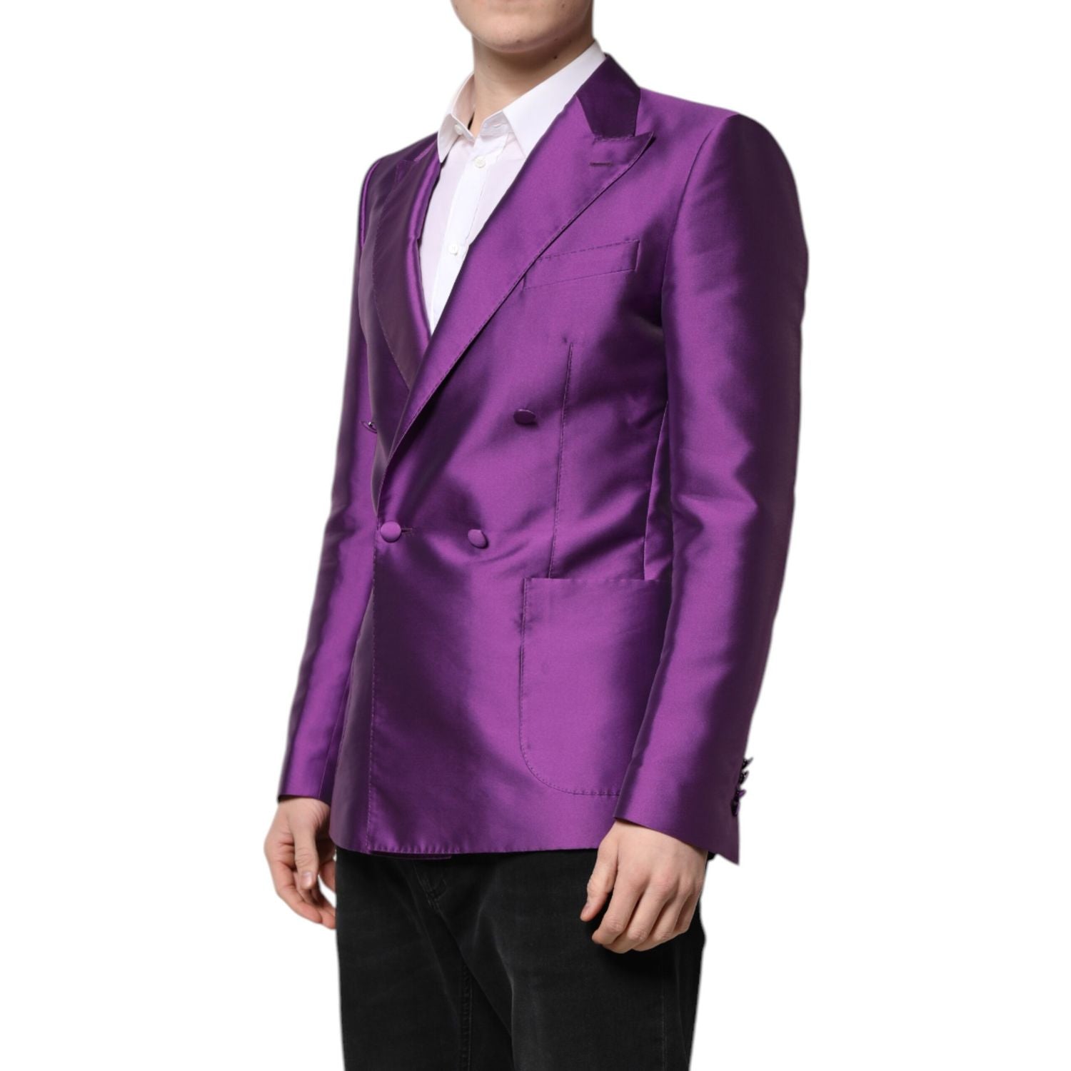Dolce & Gabbana Purple Double Breasted Men Suit Coat Blazer
