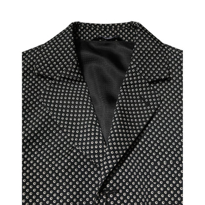 Dolce & Gabbana Black White Patterned Men Suit Coat Blazer