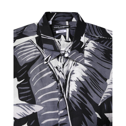 Dolce & Gabbana Multicolor GOLD Cotton Banana Leaf Print Shirt