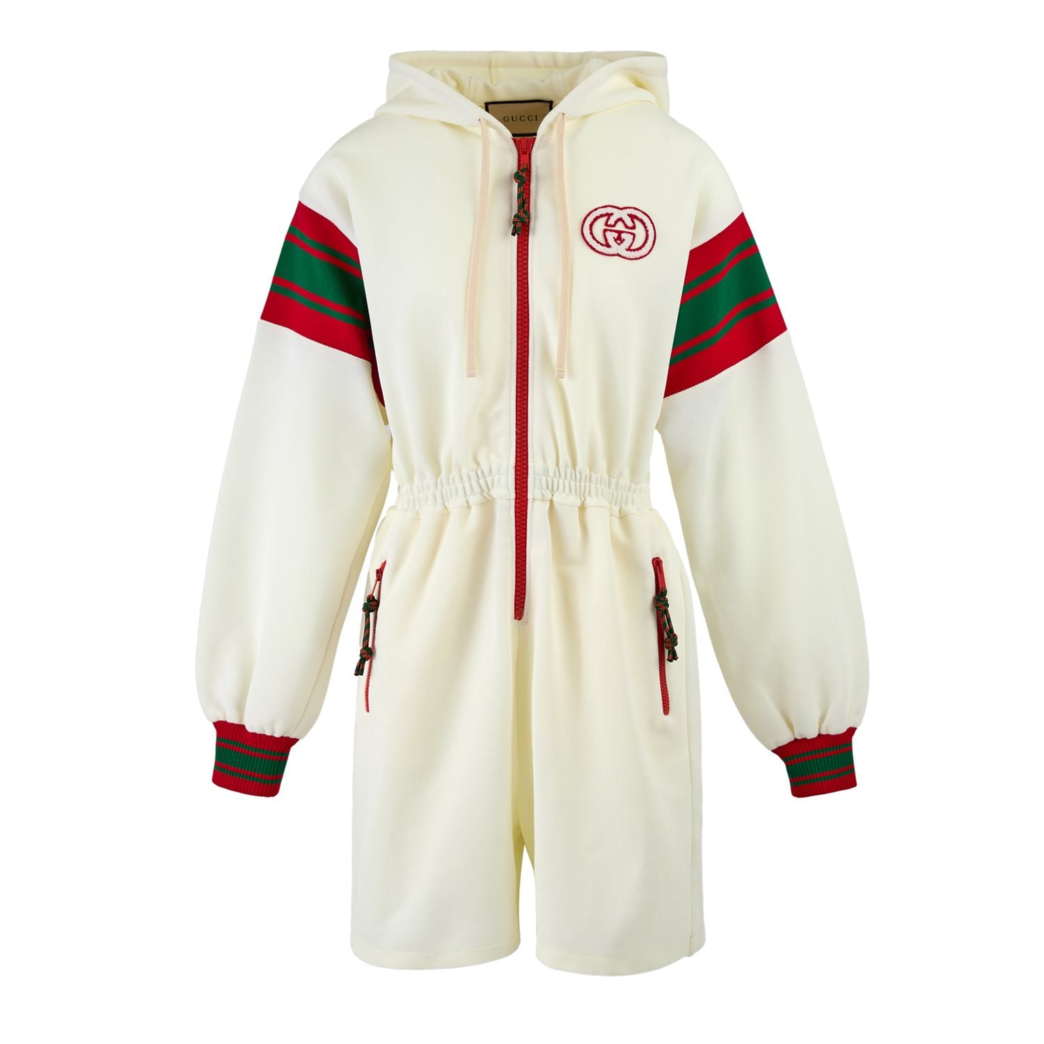 Gucci Cream Polyester Hooded Logo Sweatsuit