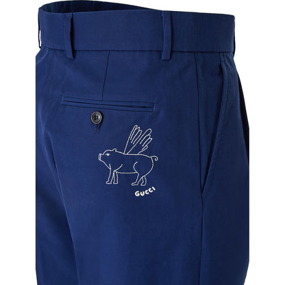 Gucci Blue Classic Cotton Pants