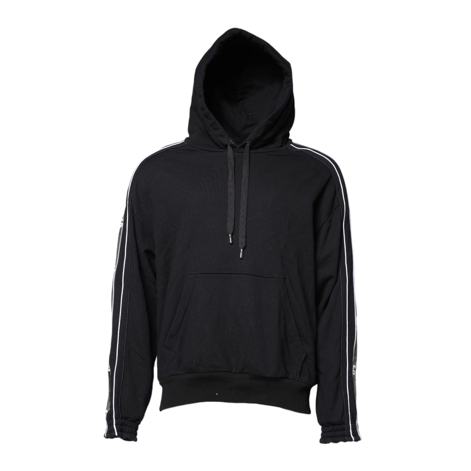 Dolce & Gabbana Black Cotton Logo Hooded Sweatshirt Sweater