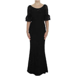 Dolce & Gabbana Black Floral Lace Long Bodycon Maxi Dress NOC10084-2