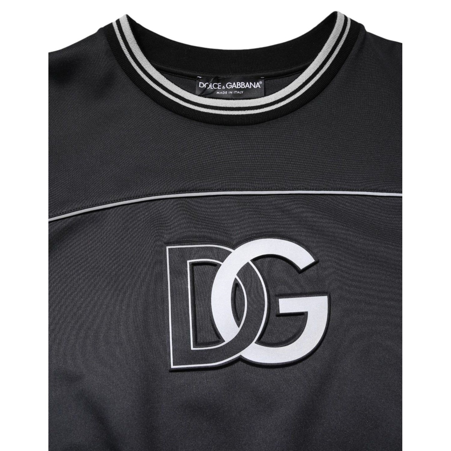 Dolce & Gabbana Black Logo Polyester Crew Neck Men Pullover Sweater TSH90303-54