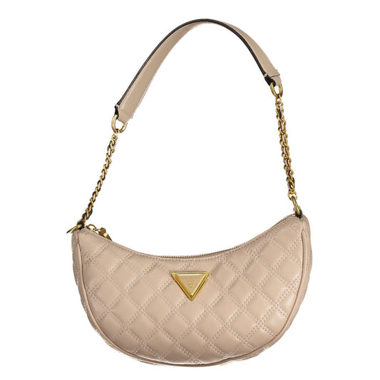 Guess Jeans Beige Polyethylene Handbag with shoulder handle, logo, and contrasting details