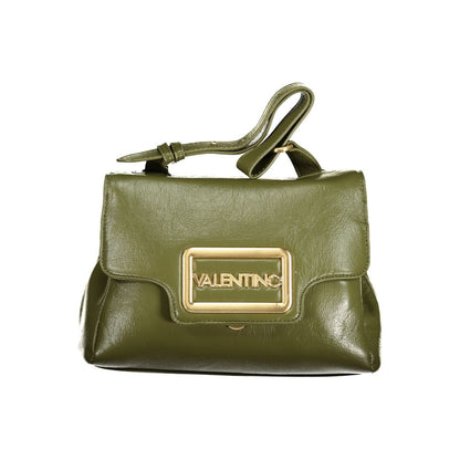 Mario Valentino Green Polyethylene Handbag with adjustable handle and removable strap, featuring logo and secure zip and snap closure.