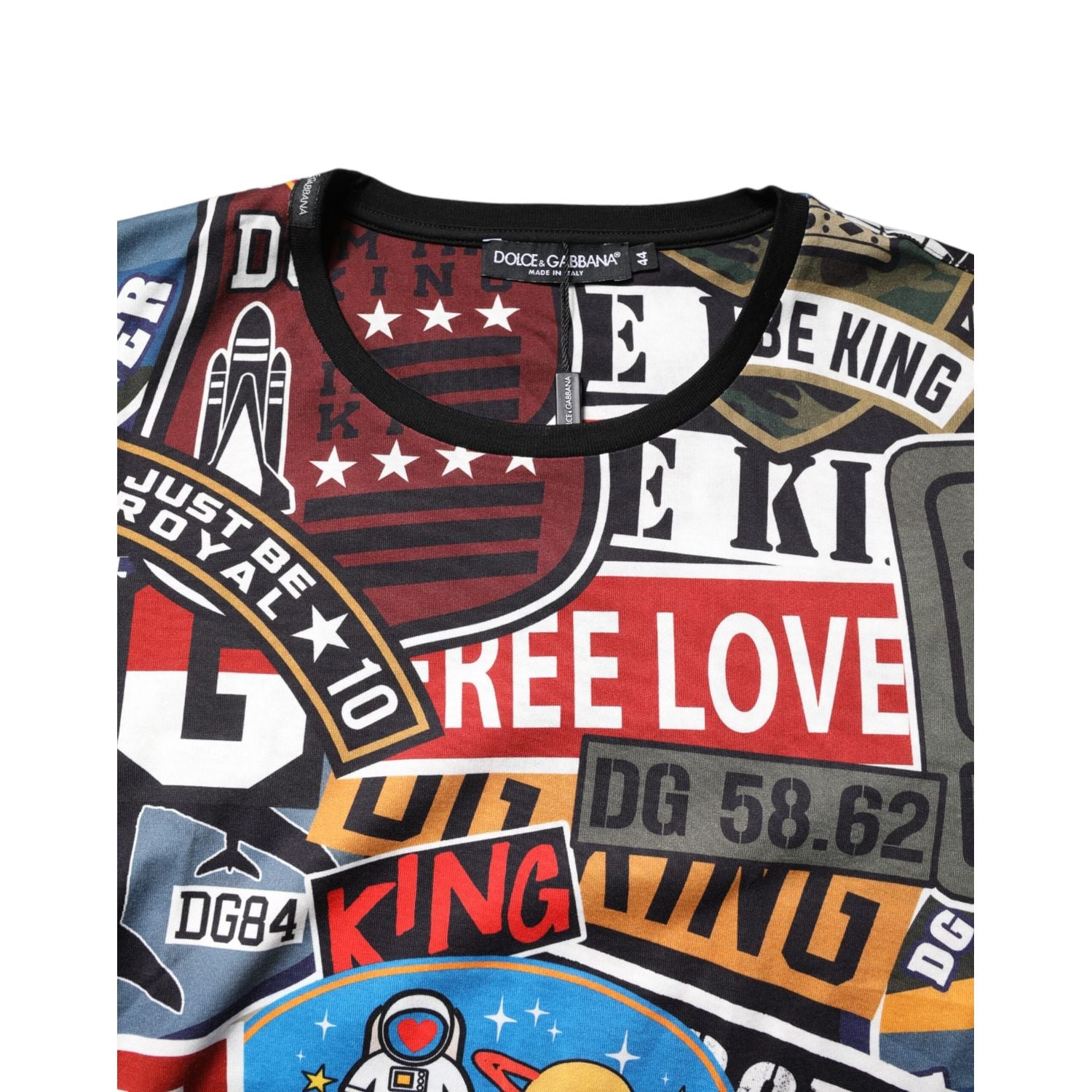 Dolce & Gabbana Multicolor Patchwork Cotton Crew Neck T-shirt