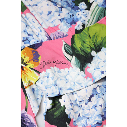 Dolce & Gabbana Multicolor Floral Pleated Sheath Midi Dress