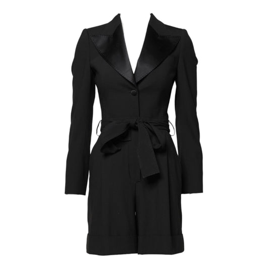 Dolce & Gabbana Black Wool Jumpsuit Dress Women Coat Jacket