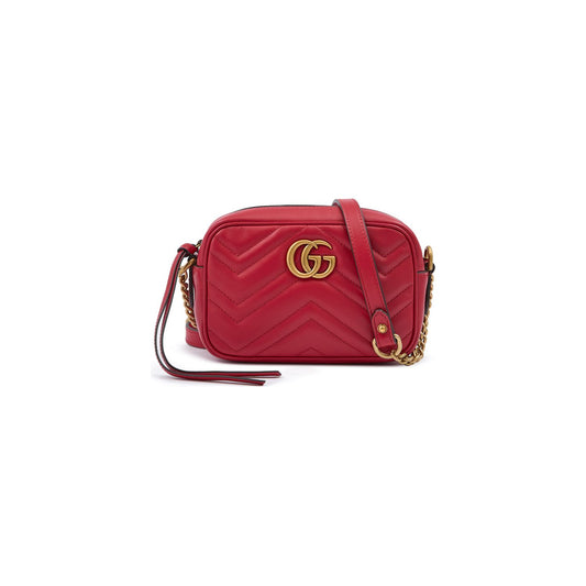 Gucci Red Leather GG Marmont Camera Bag