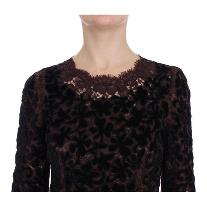 Dolce & Gabbana Purple Floral Lace Ricamo Maxi Dress